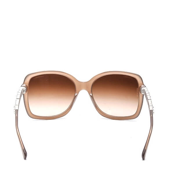 Chanel - Brown Square Acetate Frame Crystal Baguette Sunglasses 